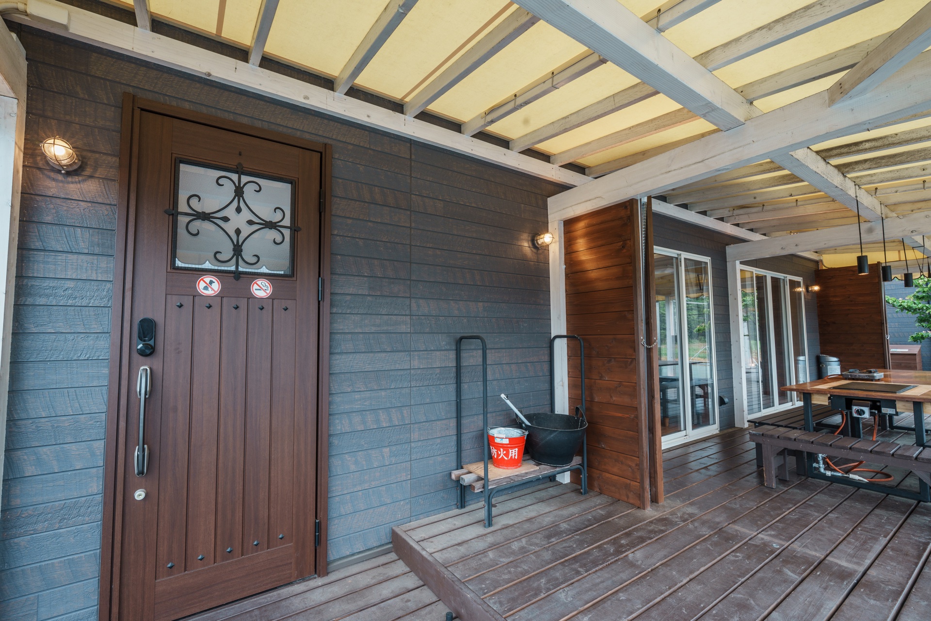 Outdoor BBQ on the wood deck